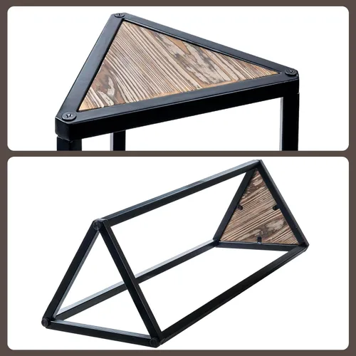 Miniatura 7 de MyGift Soporte para plantas de 36 pulgadas de alto para interiores, soporte de esquina triangular moderno, de madera soplada grande y marco de metal