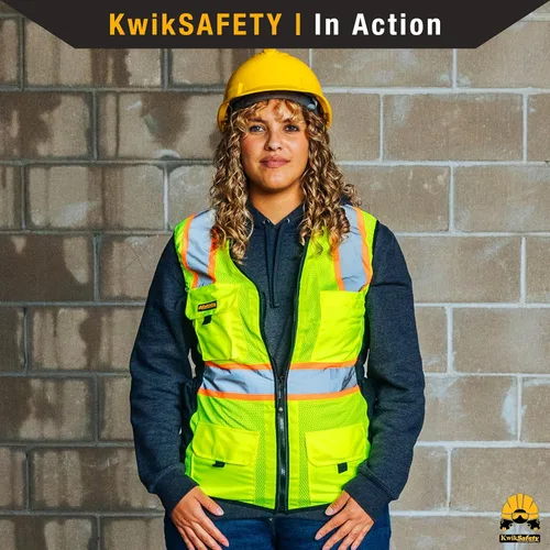 Miniatura 8 de KwikSafety - Charlotte, NC - Chaleco de seguridad para mujer, tiras reflectantes de alta visibilidad, cumple con ANSI y OSHA Amarillo