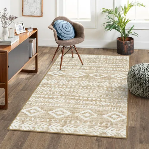Miniatura 18 de Lahome Alfombra bohemia marroquí para entrada, lavable, de 2 x 3 pies, color gris y blanco, antideslizante, ultra fina, suave, rústica con estampado