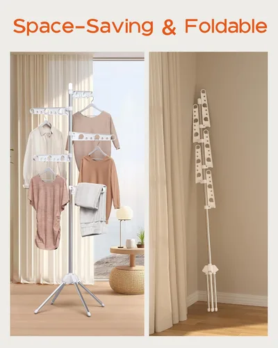 Miniatura 3 de CASAMAYA Tendedero plegable, tendedero trípode de 179.9 cm para 35 piezas de ropa, con barras ajustables en altura y giratorias, ahorro de espacio