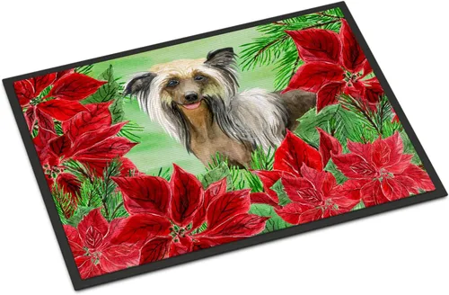 Miniatura 101 de Caroline's Treasures CK1311MAT Cavalier Spaniel Poinsettas - Felpudo de 18 x 27 pulgadas, tapete para puerta delantera, interior y exterior