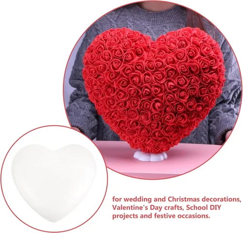 Miniatura 3 de Bolas de espuma blanca con forma de corazón de espuma de 9.1 in, forma de corazón, bola de espuma de poliestireno, modelado artesanal, arreglos