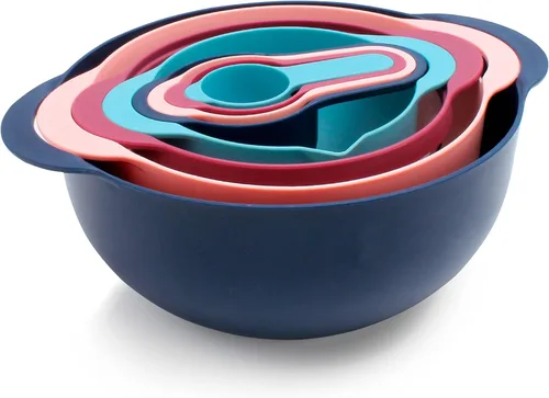 COOK WITH COLOR Juego de tazones anidados con tazas de medición, colador y tamizador - Incluye tazones para mezclar, colador, tamizador y tazas de