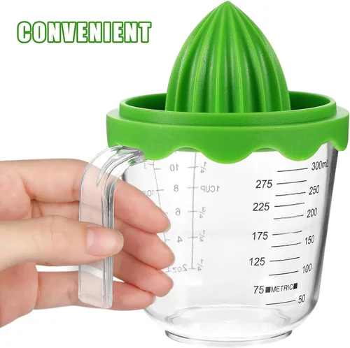 Miniatura 6 de Garneck Exprimidores manuales con taza medidora de 12 onzas – Exprimidor de mano de frutas para limón/cítricos – Pequeño extractor de jugo portátil