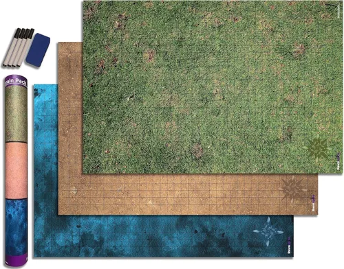 DND Alfombrilla de Batalla Ultimate Pack de 3 Set de Inicio Accesorio para Juegos de Rol RPG 24" X 36" Ultraduradero Anti-Manchas Borrado en