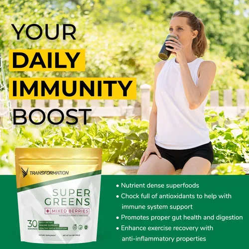 Miniatura 3 de Transformation Super Greens Superfood Green Juice Powder - Apoyo inmunológico y energético Ingredientes naturales Minerales desintoxicantes