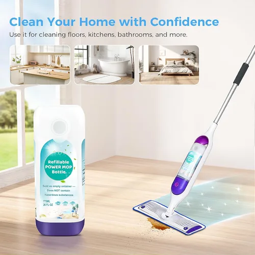 Miniatura 7 de Power Mop™ Botella recargable para mopa multisuperficie Swiffer® PowerMop™, 26.2 fl oz/26 onzas líquidas a prueba de fugas HDPE Solución de botella