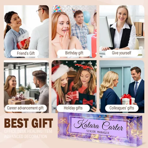 Miniatura 7 de Placa de identificación personalizada para escritorio, decoraciones de escritorio de acrílico, regalos de agradecimiento para empleados, regalos