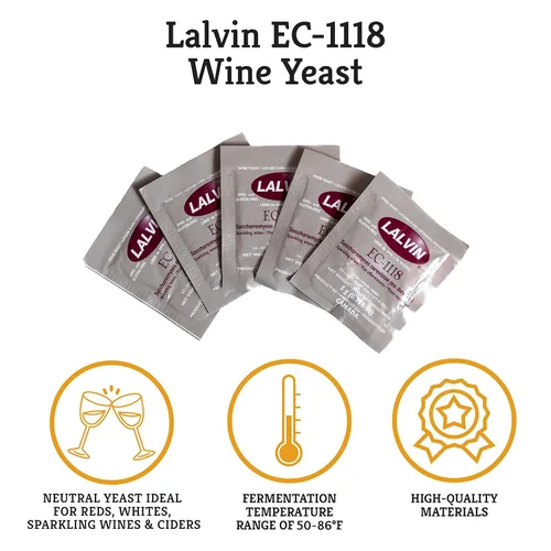 Miniatura 2 de Craft A Brew - Levadura de vino Lalvin EC-1118 - Levadura de vino seca neutra - Para tintos, blancos y vinos espumosos, sidras duras y seltzers