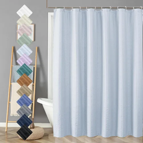 Miniatura 83 de Aiyufeng Moga - Cortina de ducha verde salvia, cortinas de ducha texturizadas en relieve 3D para baño, cortina de baño de tela de poliéster de lujo