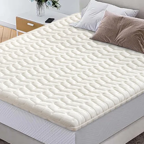 Cubrecolchón de espuma de alta densidad prémium tamaño matrimonial (54 x 75 pulgadas), color blanco, soporte grueso y firme, transpirable e