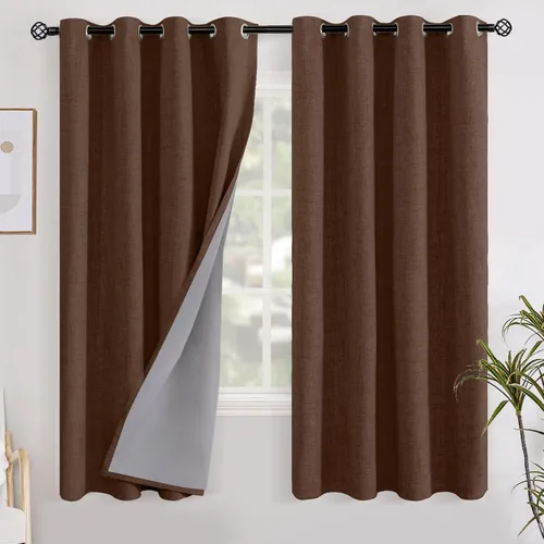 Miniatura 87 de YoungsTex - Cortinas opacas de lino para dormitorio, oscurecimiento de la habitación, cortinas con textura de lino, paneles con aislamiento térmico