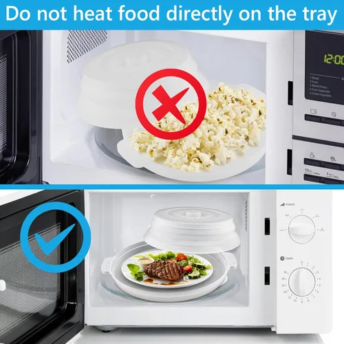 Miniatura 3 de Juego de 2 cubiertas para salpicaduras de microondas con bandeja de platos, cubierta de microondas para alimentos sin BPA, tapa de 10.6 pulgadas