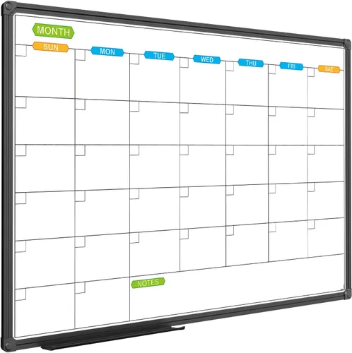 Miniatura 10 de JILoffice Calendario de Pizarra Blanca de Borrado en Seco - Calendario de Pizarra Blanca Magnética Mensual 24 X 18 Pulgadas, Marco de Aluminio Negro