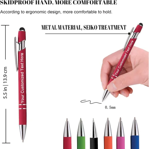 Miniatura 3 de EAQ Bolígrafos personalizados grabados personalizados con punta de lápiz capacitivo, bolígrafos con nombre de texto y mensaje para aniversarios