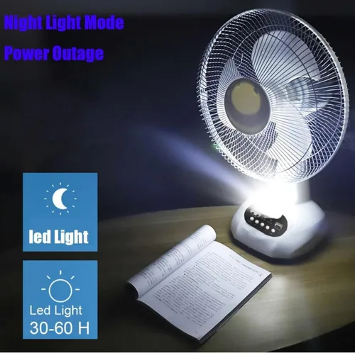 Miniatura 9 de Ventilador recargable VENTO con panel solar, puerto USB, luz LED nocturna y 2 bombillas gratis. Refrigeración ecológica