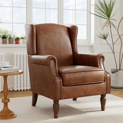 Miniatura 59 de Silla reclinable tapizada, sillón de ala floral con respaldo y reposapiés ajustables, cómoda silla decorativa para leer, sofá individual