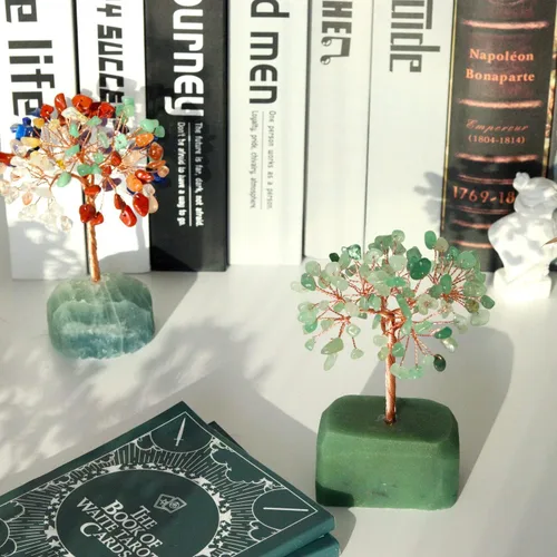 Miniatura 7 de Árbol de cristal de aventurina verde curativa, base de piedras preciosas naturales de Reiki con alambre de cobre, árbol de dinero Feng Shui