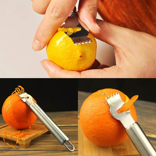 Miniatura 2 de Paquete de 3 herramientas de acero inoxidable para cítricos - Zester naranja y limón, rallador, pelador, herramienta de giro, decoración de cóctel