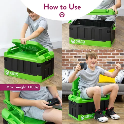 Miniatura 3 de Numskull Caja de almacenamiento de juguetes 2 en 1 inspirada en PS5 y silla plegable, organizador de accesorios para juegos con tapa y asas