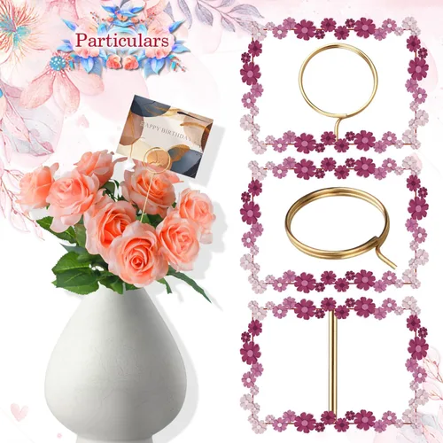 Miniatura 3 de 30 púas florales de alambre de metal de 13 pulgadas de alambre floral para tarjetas, soporte para notas de fotos, soporte para tarjetas de nombre
