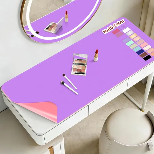 Miniatura 21 de Alfombrilla de maquillaje para tocador para proteger la parte superior del escritorio de 23.6 x 11.8 pulgadas, tapete de maquillaje de doble cara