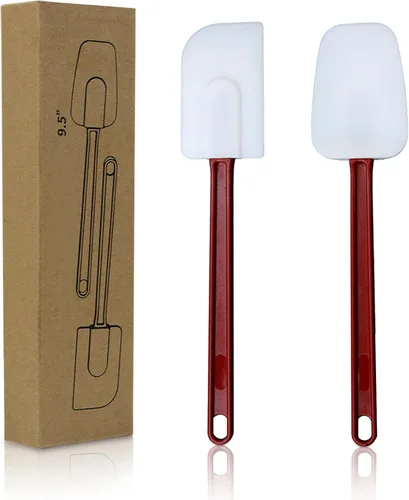 Espátulas de silicona resistentes al calor. Espátula comercial para cocinar. Espátulas de goma resistentes. Juego de 2 espátulas de silicona (10
