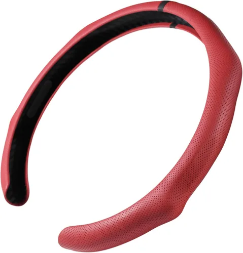 Miniatura 17 de Funda de volante deportiva con patrón de fibra de carbono de instalación rápida, ajuste universal de 14½ a 15 pulgadas para automóvil sedán cupé SUV