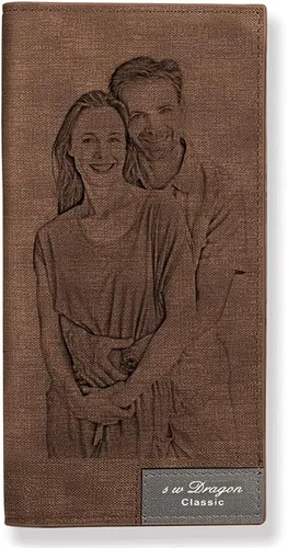 Carteras personalizadas para hombres, cartera larga de cuero con foto grabada personalizada para hombres, billetera personalizada con fotos regalos