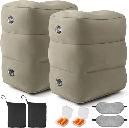 Miniatura 11 de Almohada Inflable de Reposapiés para Viajes - Reposapiés de Vuelo de Altura Ajustable con Máscara para los Ojos y Tapones para los Oídos para Niños