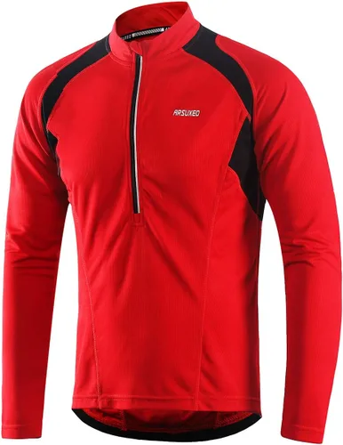ARSUXEO Camisetas de ciclismo de media cremallera para hombre Camisas de ciclismo de montaña de manga larga 6031