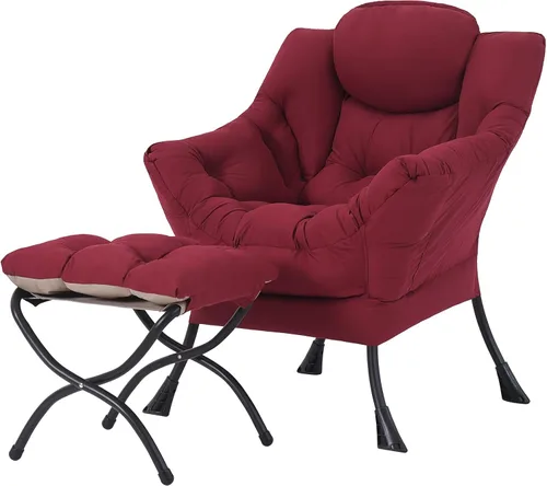 Miniatura 27 de Tiita - Sillón reclinable con otomana, grande, moderno, silla de ocio, de lectura, con reposapiés, para dormitorio, sala de estar, dormitorios, Gris