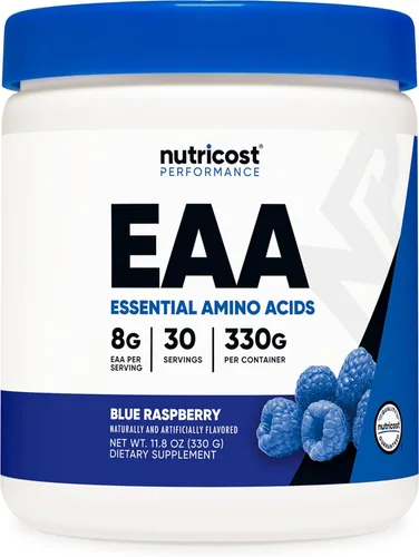 Nutricost EAA Polvo 30 porciones (frambuesa azul) - Aminoácidos esenciales - Sin OMG, sin gluten, apto para vegetarianos