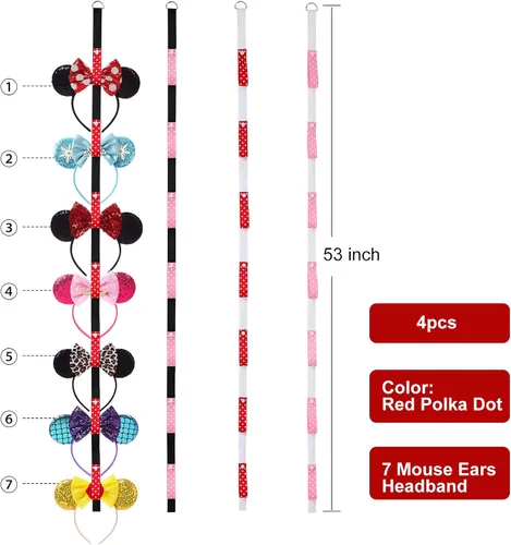 Miniatura 2 de Nuolich Soporte para diadema de orejas de ratón, organizador vertical de lunares, para colgar en la pared, decoración de accesorios para el cabello