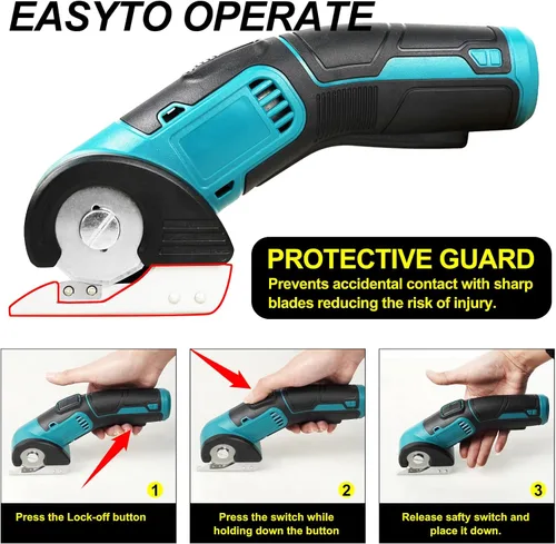 Miniatura 3 de ANLULOAD - Tijeras eléctricas inalámbricas, cortador giratorio, mini cortador eléctrico de 4 V para cuero, cartón, plástico