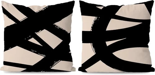 Miniatura 16 de KEUSPI Fundas de almohada decorativas negras y beige, juego de 4 fundas de almohada negras para sofá, decoración del hogar, estilo boho moderno