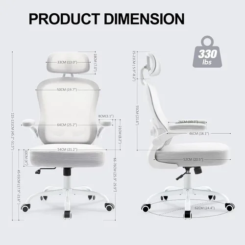 Miniatura 2 de Ergonomic Office Chair,Ultra Thick Office Desk Chair with Adjustable Lumbar Support and Headrest,Spring Cushion,Rocking Function,Flip-up arms,Mesh