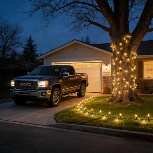 Miniatura 3 de LUCKY SHINE 150 luces LED de Navidad de color blanco cálido, tira de luces con cable verde de 50 pies, certificación UL, calidad comercial, para uso