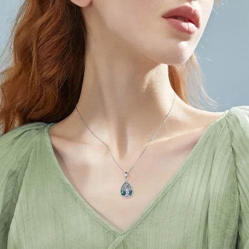 Miniatura 2 de ONEFINITY Collar de plata de ley 925 con diseño de árbol de la vida con colgante de nudo celta de concha de abulón para mujer