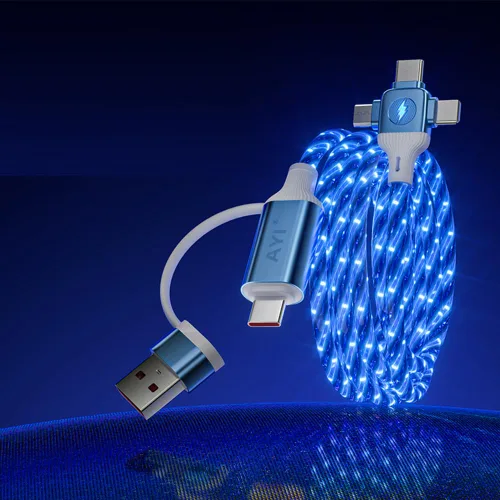 Miniatura 14 de AYI 3 combinaciones de múltiples puertos USB A a USBC Micro PD cable de carga rápida iluminado flujo de corriente compatible con casi todos
