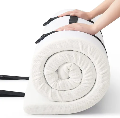 Jamdok Cubrecolchón para cuna de 2 pulgadas, colchón estrecho de espuma individual para camping, sofá cama, cojín de silla extraíble, portátil,