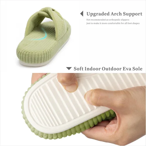 Miniatura 4 de Chantomoo - Pantuflas para mujer de espuma viscoelástica para la casa con cordón, lazo y tiras cruzadas, zapatos de cama cómodos y de moda