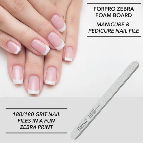 Miniatura 14 de ForPro Professional Collection ForPro Zebra Tabla de Espuma, Grano 80/80, Lima de Uñas de Manicura de Doble Cara, 7 pulgadas L x 0.75 pulgadas A