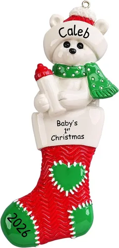 Miniatura 4 de Adorno personalizado de oso polar 2024-1ª Navidad, adornos de oso polar azul para árbol de Navidad, regalos para amantes de los animales, decoración