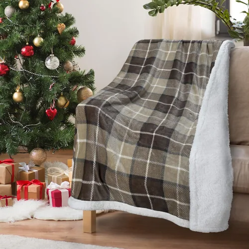 Miniatura 11 de Tirrinia - Manta sherpa de felpa gris de 50 x 60 pulgadas, manta reversible de vellón para cama y sofá, súper suave, cómoda, cálida y mullida manta