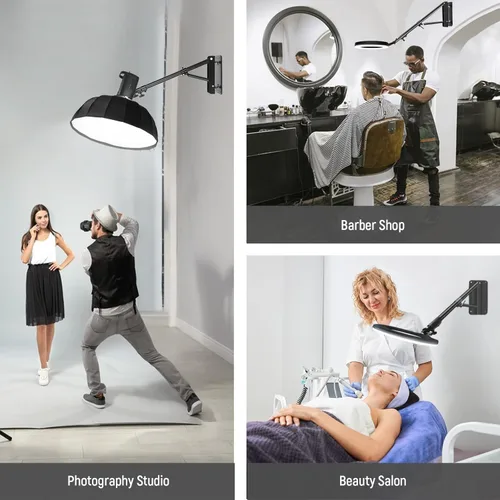 Miniatura 5 de Neewer Brazo de Boom de Montaje en Pared en Triángulo para Luz de Fotografía Estroboscópica, Luz Mono, Caja de Luz, Paraguas, Reflector y Anillo