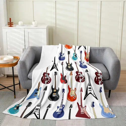 Miniatura 31 de Castle Fairy Manta de forro polar con botas de vaquero, manta de guitarra musical bohemia para niños y niños, manta de vaquera rústica occidental
