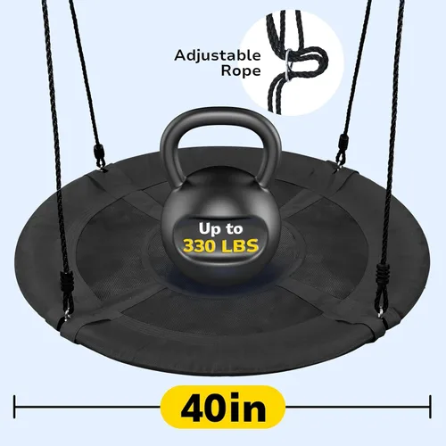 Miniatura 6 de Hapfan Slackline - Juego de columpios para patio trasero, juego de columpio de platillo de 40 pulgadas entre árboles, equipo de juego al aire libre