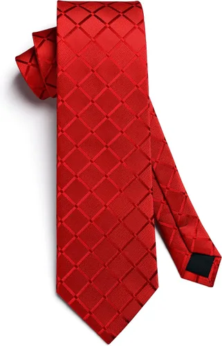 Miniatura 131 de HISDERN Conjunto de corbata a cuadros a cuadros pañuelo tejido clásico formal para hombre corbata y bolsillo cuadrado