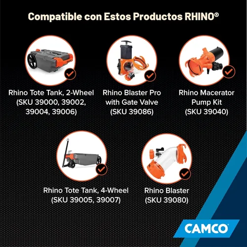 Miniatura 6 de Manguera de agua de limpieza para gris/negro tanques de agua Camco 22990 RhinoFLEX 25 pulgadas (5/8pulgadas ID)